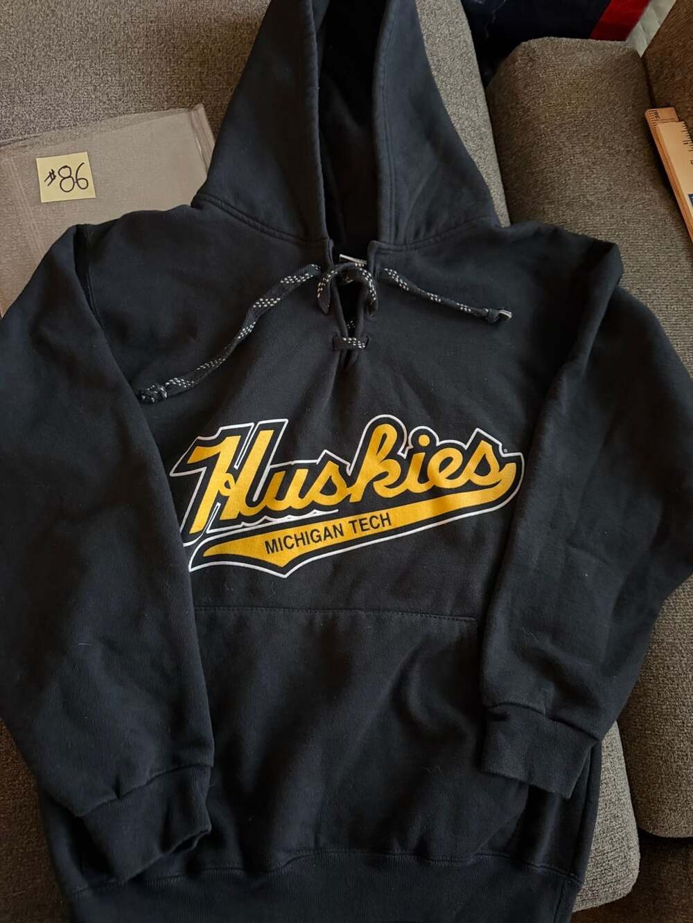 The Cotton Exchange Michigan Tech Huskies Black Laced Hoodie Sweatshirt